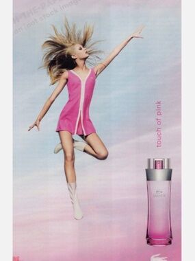 Pristine Lacoste rare ad campaign pink white knit dress 38 4 6 S M